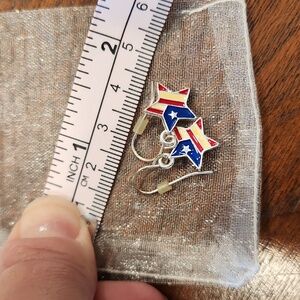 American flag star shaped fish hook earrings